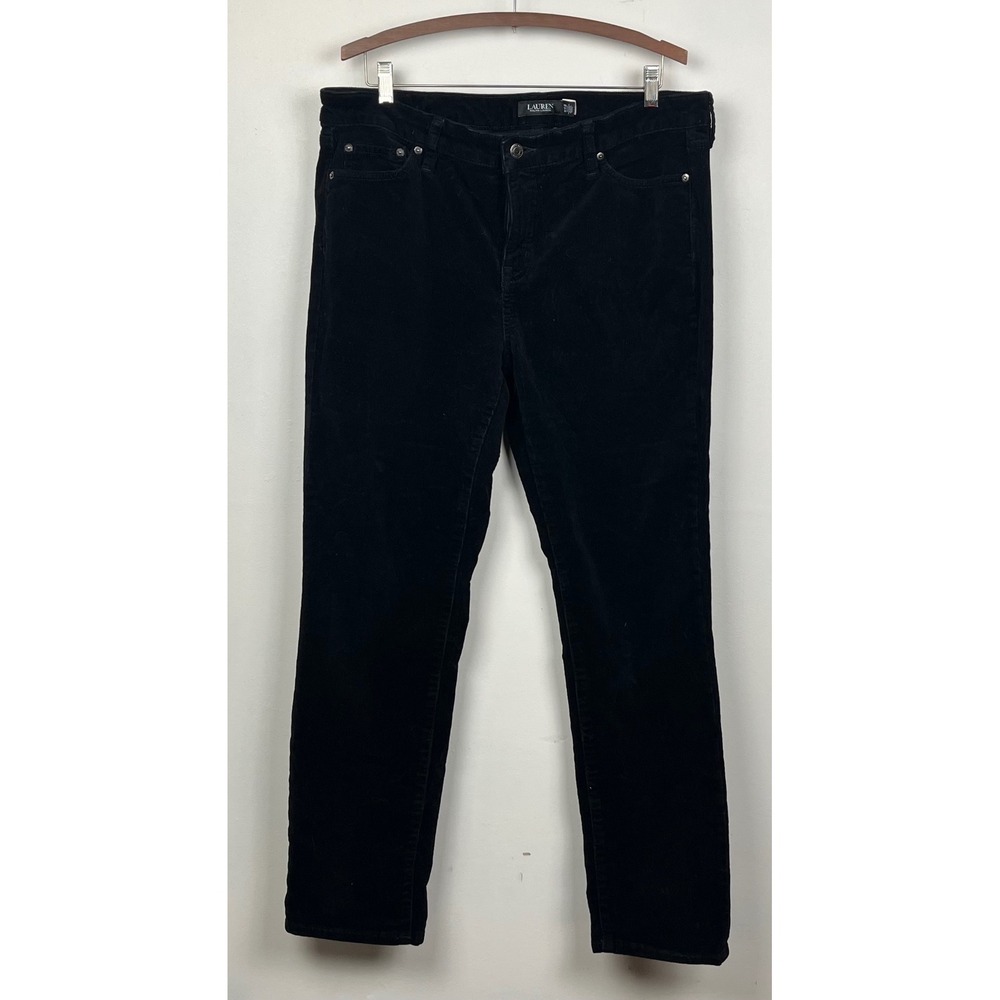 Lauren Ralph Lauren Corduroy Pants 14W Black Dark Academia Corporate Chic